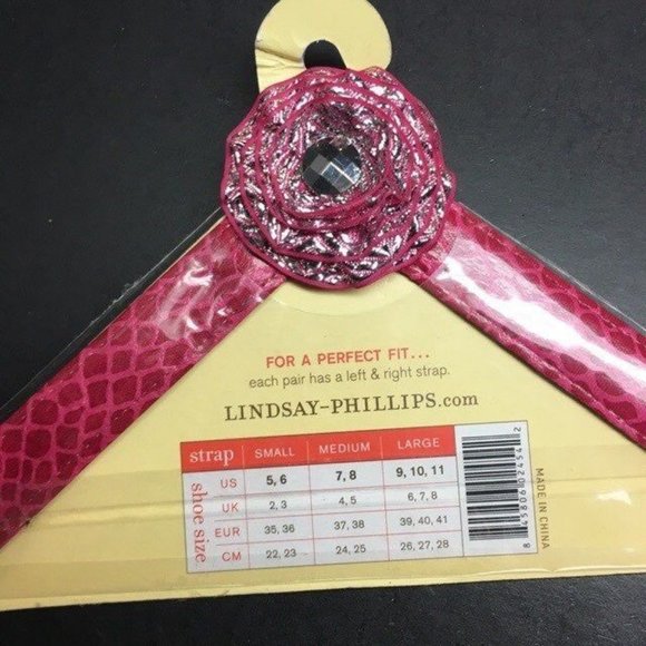 Lindsay Phillips Switch Flops Size L Raleigh Pink Flower Silver Sparkle Reptile - Picture 2 of 5